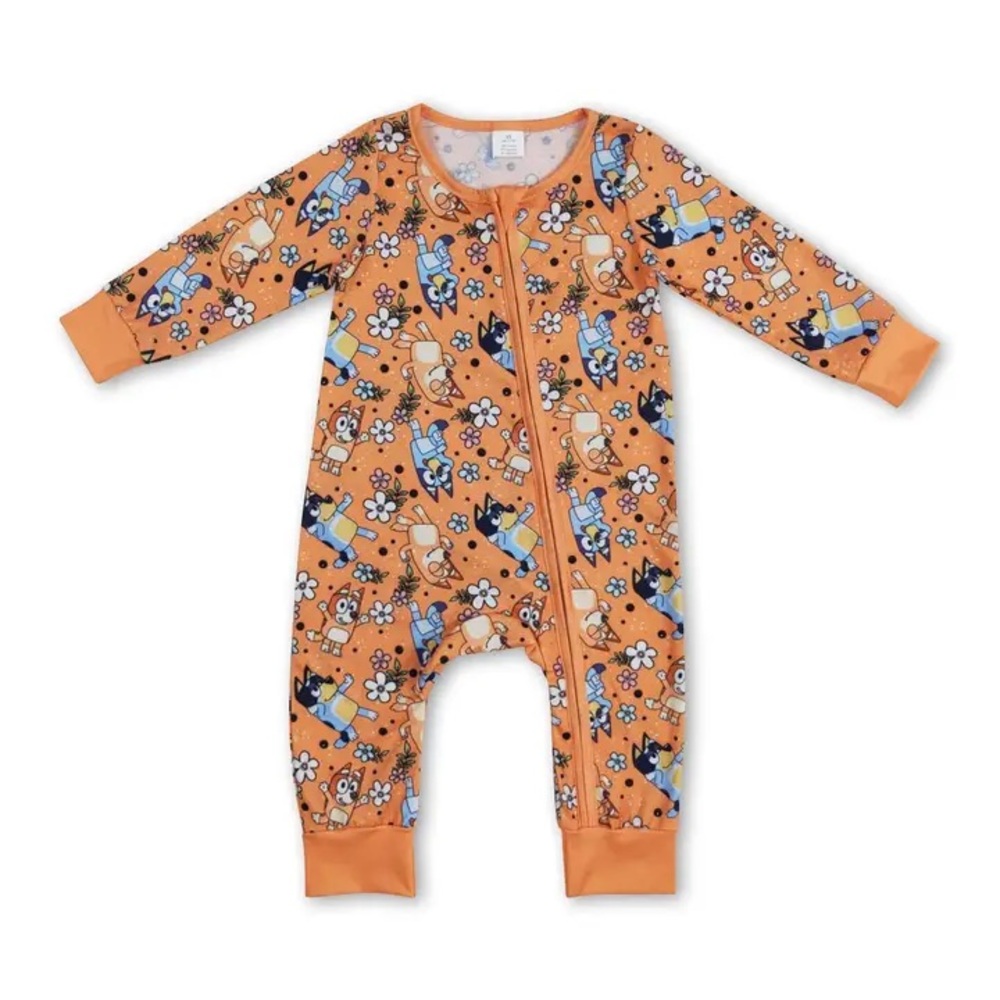 Bluey Bamboo Orange Flower Zippy Sleeper